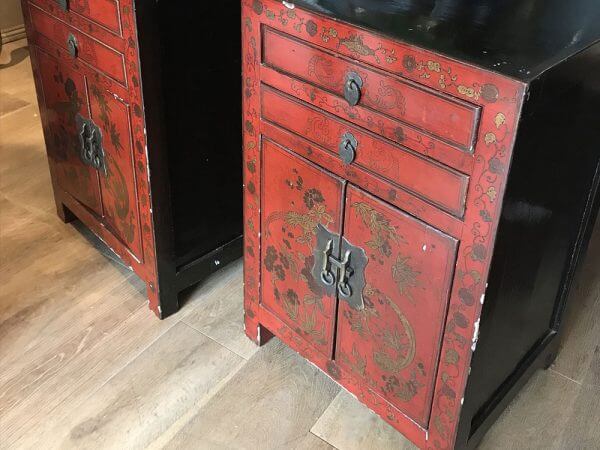 Early 20th Century Chinese Lacquered Bedside Cabinets