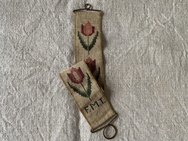 Hand Embroidered, Linen, 19th Century Bell Pull