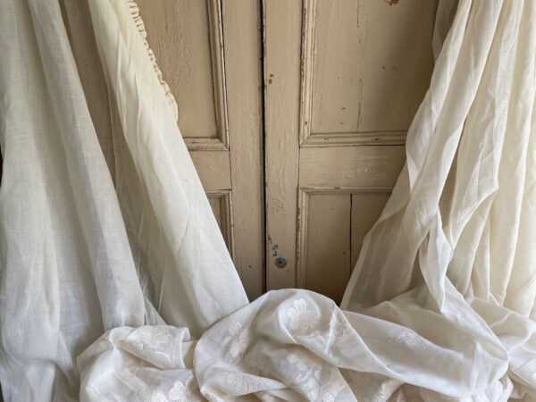 Pair of French Vintage, Cotton voile curtains
