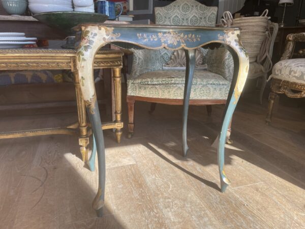 Italian, antique, polychrome, hand painted side table
