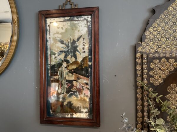 Antique, Chinese, reverse painted mirror