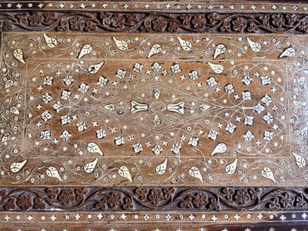 Pair Of Old, Hand Made, Indian Side Tables With Bone Inlay