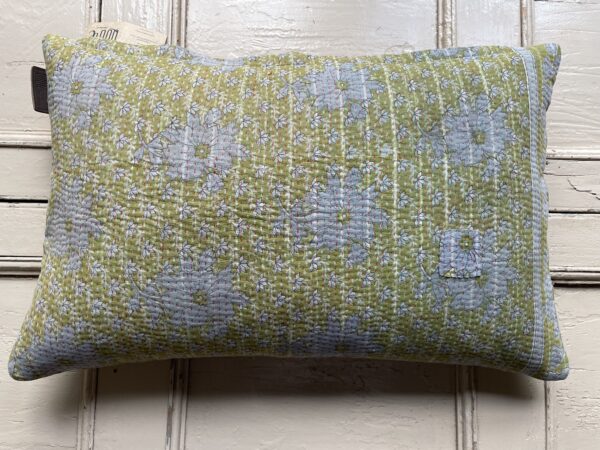 Vintage, kantha stitched cushion - Spring garden