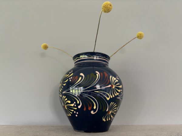 French, vintage, hand painted vase