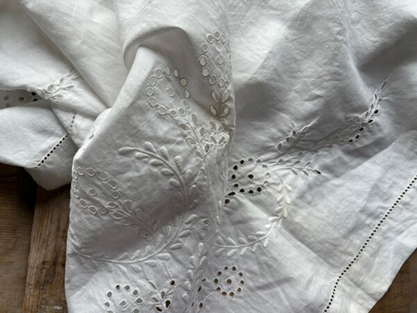 Antique, French, Square, Linen, White Tablecloth