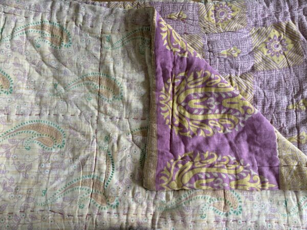 Handmade, padded, vintage kantha quilt