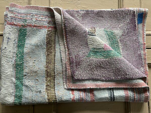 Vintage, Kantha Throw - 'Surf Shack Stripe'