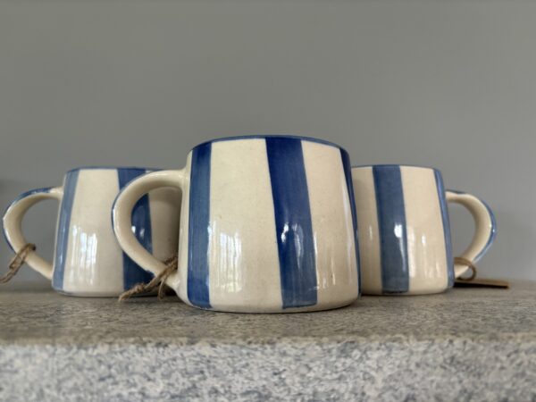 Blue Stripe, hand thrown mug