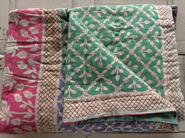 Handmade, vintage, kantha, reversible quilt - No 1