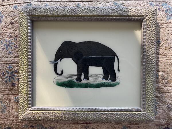 Large reverse glass painting of a Indian elephant