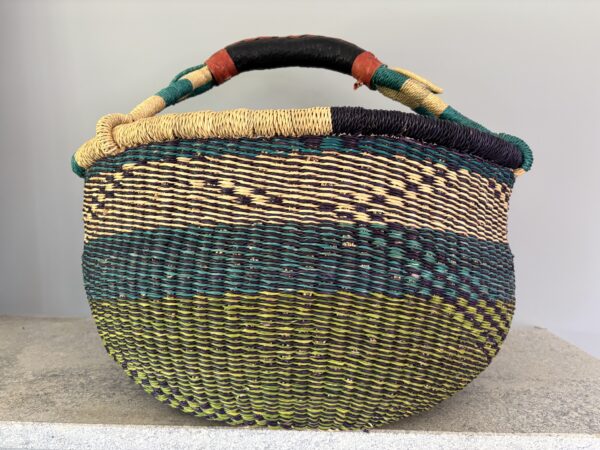 handwoven large bolga basket - Blues