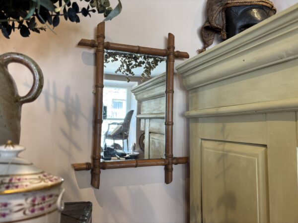 French, vintage, faux bamboo mirror