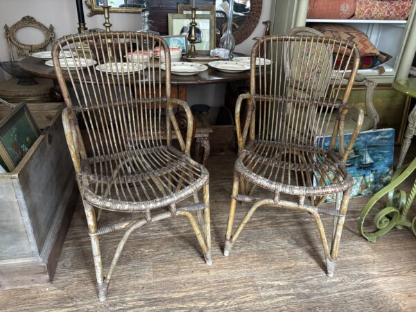Pair Of French, Early to Mid Century Bamboo Chairs