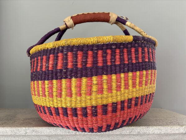 Large round bolga basket - happiness