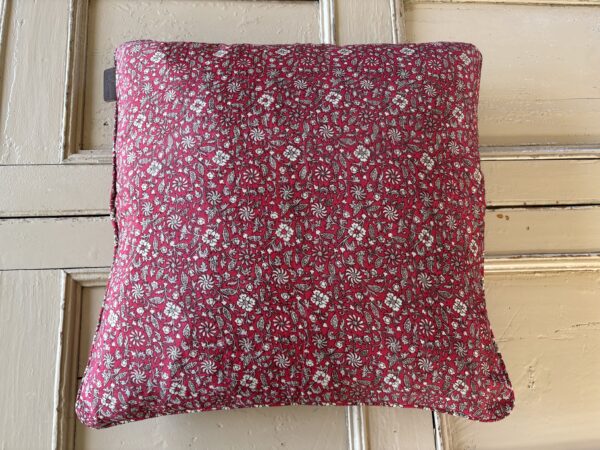 Vintage, silk cushion - liberty red.