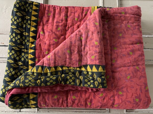 handmade, reversible, padded vintage quilt