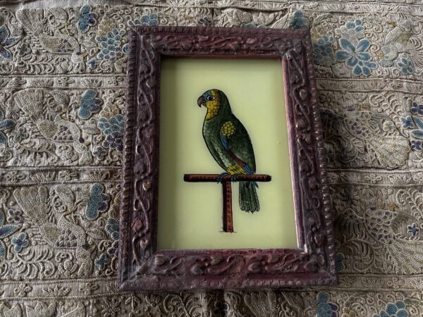 Glass painting Old parrot