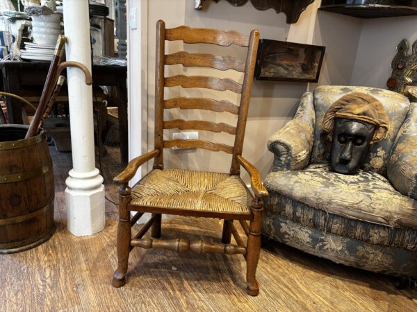 Early 20th century, golden oak, ladder back country house armchair