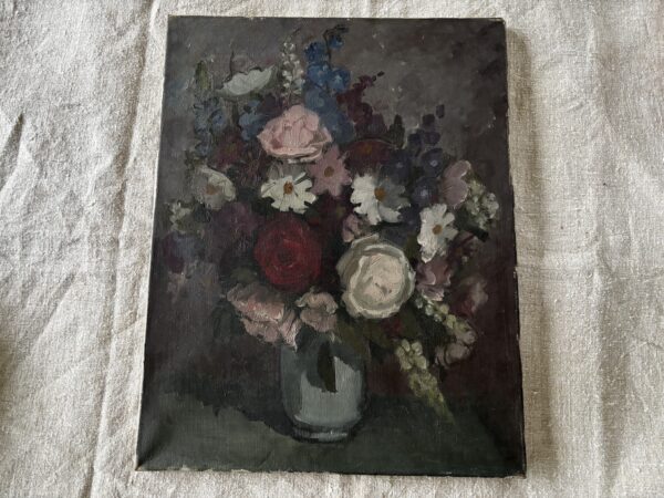 French vintage, floral oil on canvas