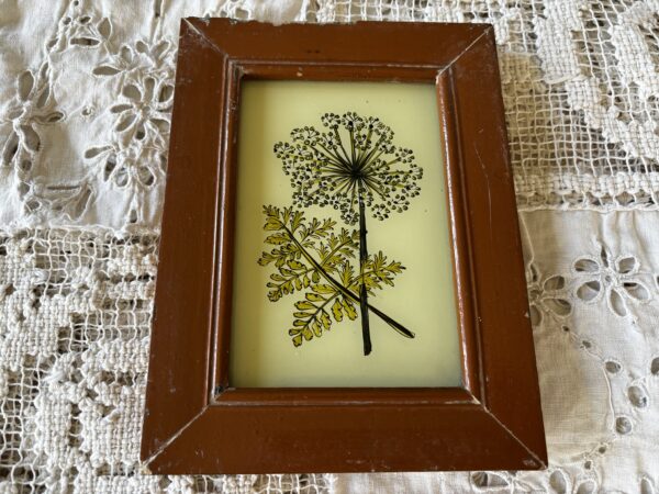 reverse glass painting - cow parsley