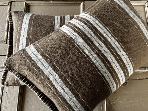 Madam Stoltz, Striped cotton and jute cushion