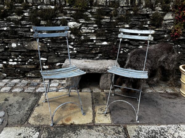 Pair Of Old, French, Wooden Slatted, Folding, Garden Chairs