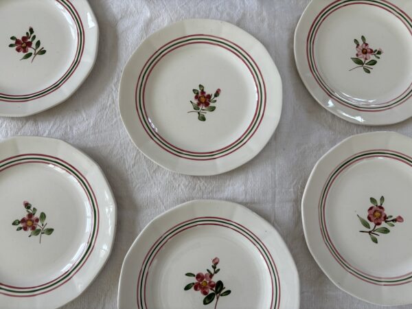 French, vintage, hand painted sarreguimenes plates