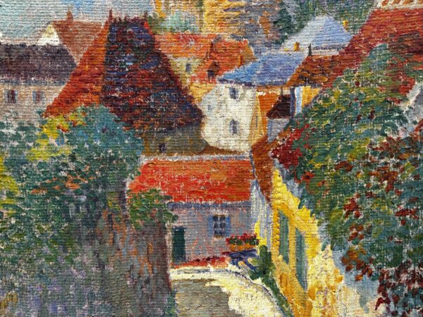 Old French, Pointillist painting - 'Down The lane'
