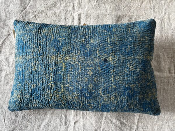 Unique, Vintage, Handmade, Feather Filled Cushion - 'Antique Blue'