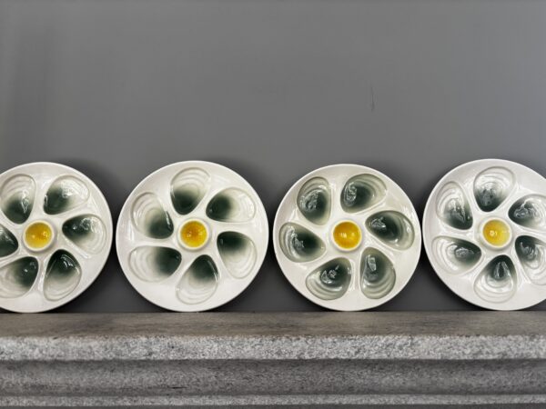 French vintage, ceramic oyster plates by Salins