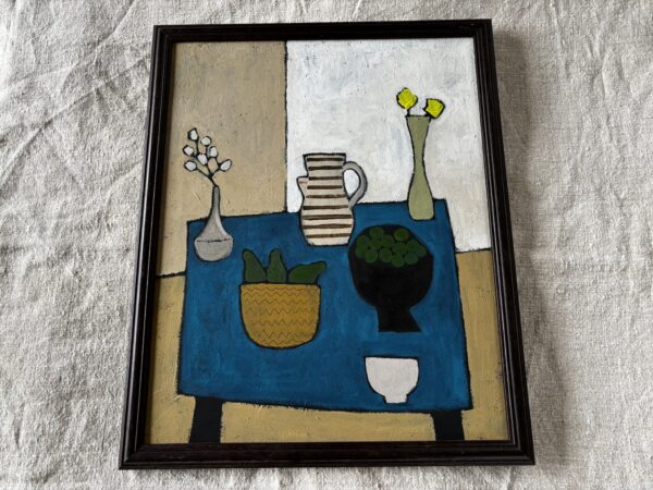 Mid century, swedish still life oil painting modernist still life