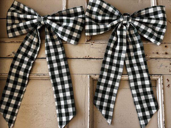 large, green gingham decorative bows
